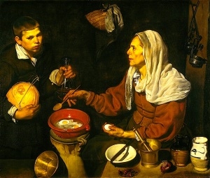 Velasquez: Old Woman Cooking Eggs.